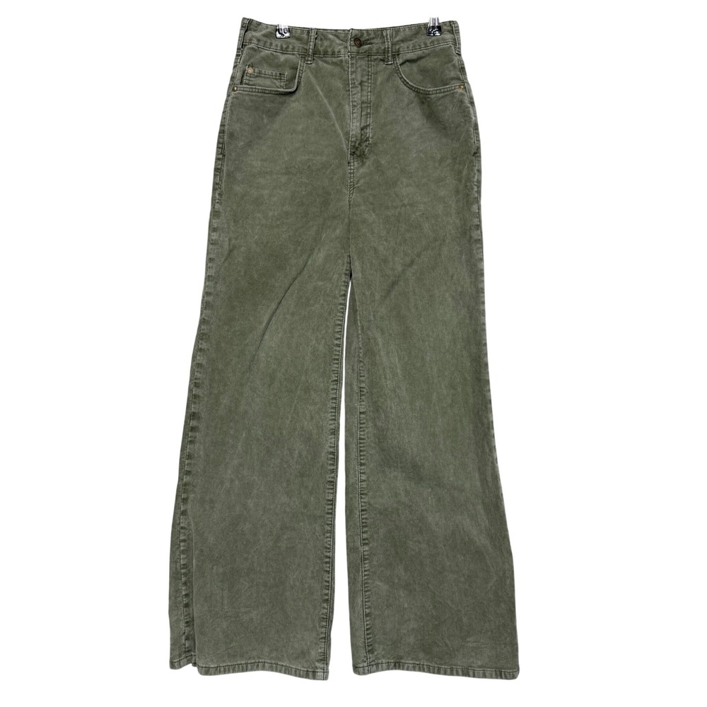 Pilcro Anthropology Corduroy Pants Women 29 Olive Green Wide Leg High Rise